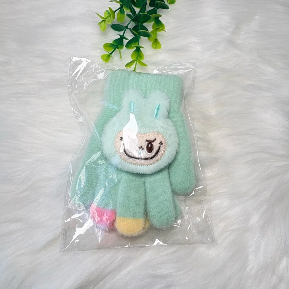 Cute Monster Character Kids Fuzzy Gloves